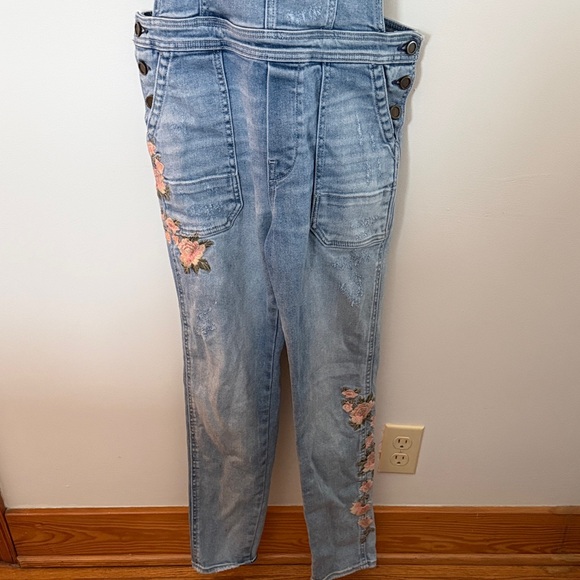 Driftwood Olivia Floral Embroidered Denim Overalls – Small | Free People - Picture 3 of 5